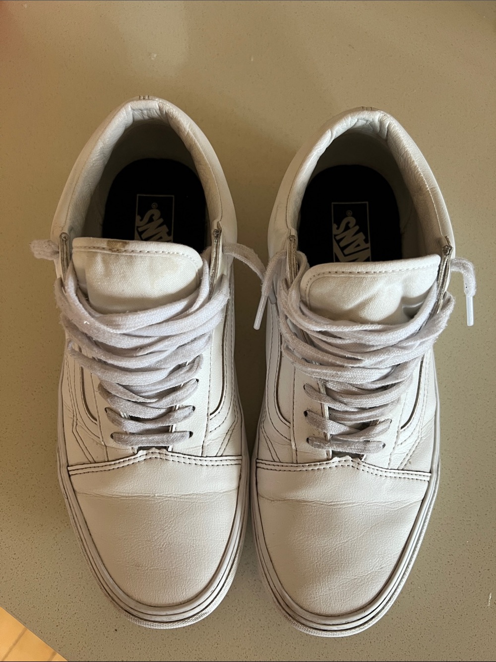 Vans Men’s White Low-Top Leather Sneakers